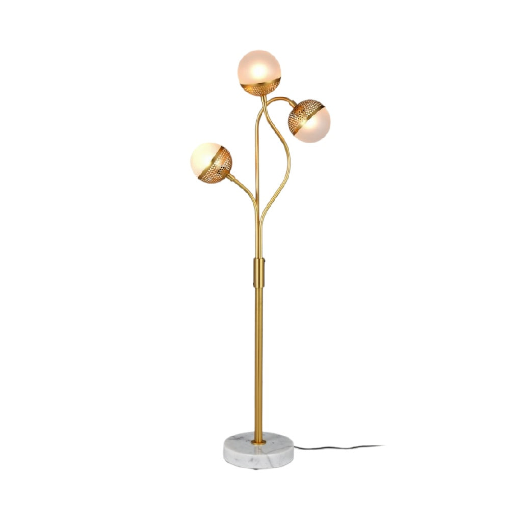 **Technische Titel in het Nederlands: Moderne Vloerlamp met Drie Globes en Marmeren Basis**