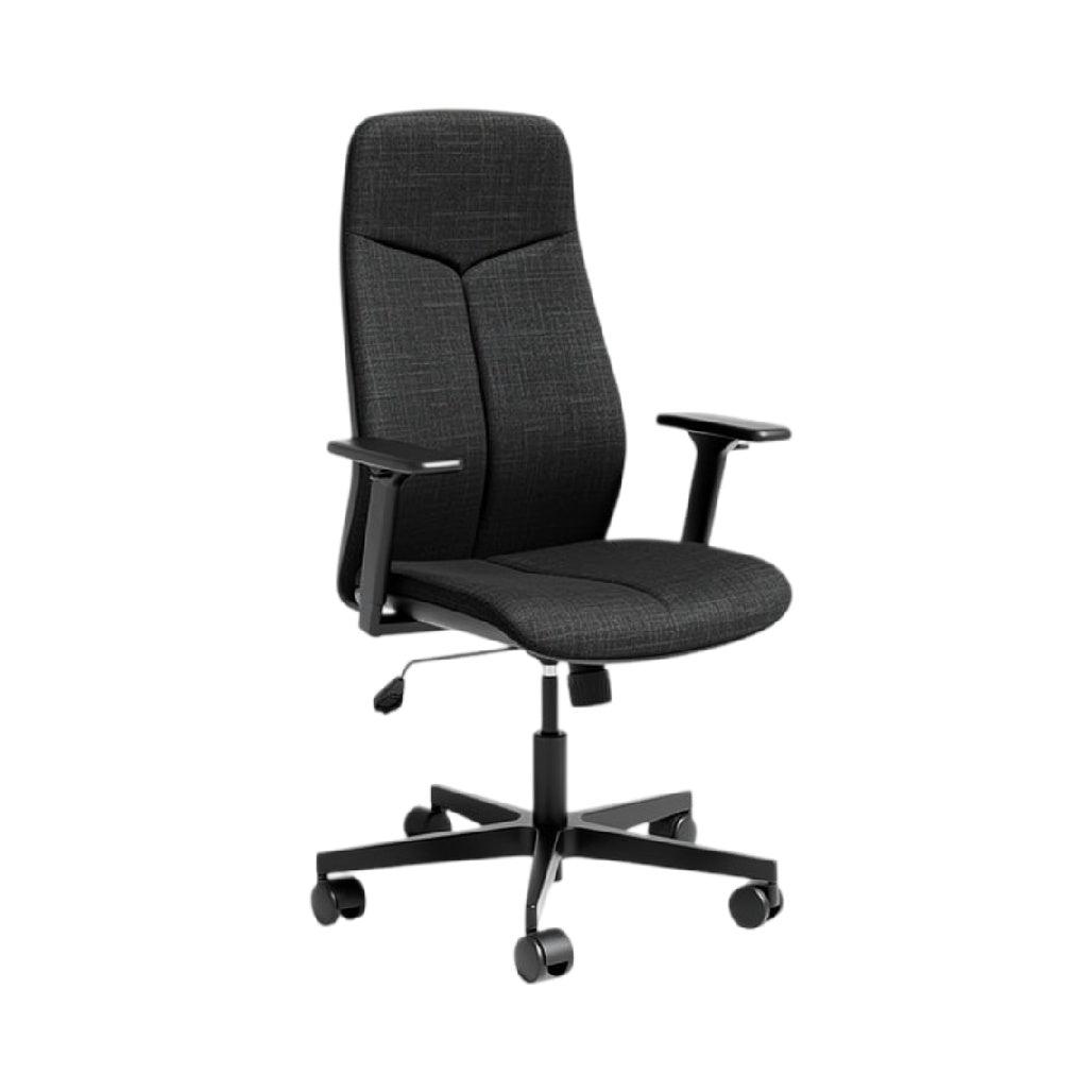**Ergonomische bureaustoel met instelbare armleuningen en moderne uitstraling**